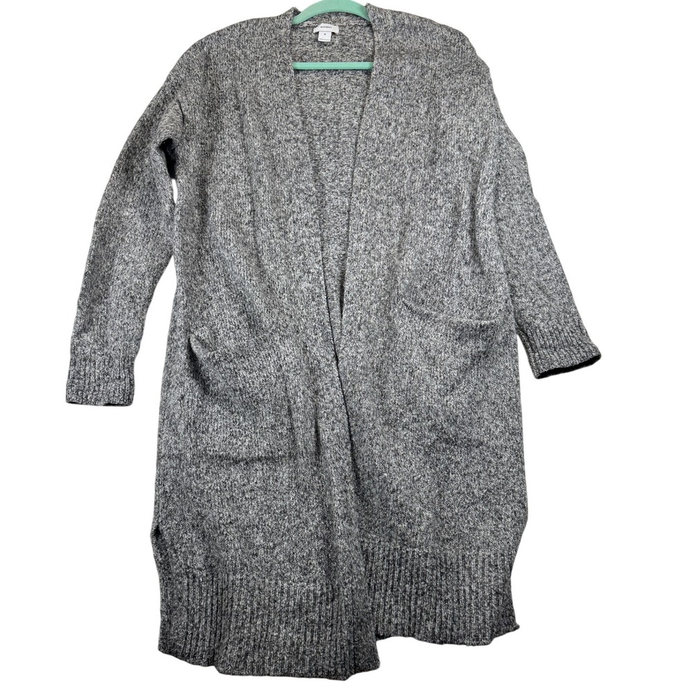Old Navy‎ Womens Medium Gray Knit Open Front Long Cardigan Sweater Pockets Cozy